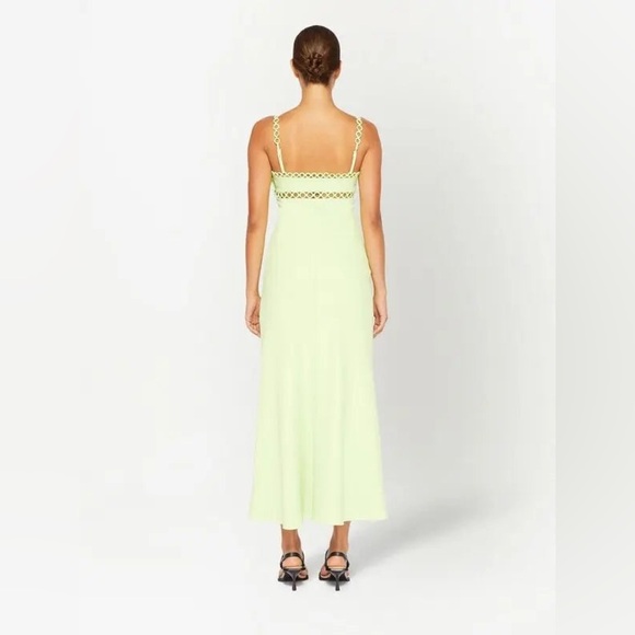 Jonathan Simkhai Sevilla Cady Midi Dress in Lime Green - Size 2 - Picture 7 of 7
